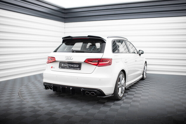 Heck Ansatz Diffusor passend für Audi S3 Sportback 8V schwarz Hochglanz