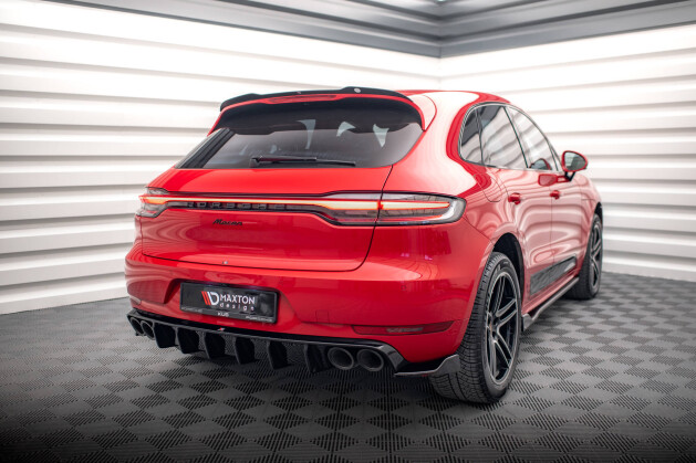 Heck Ansatz Flaps Diffusor V.2 für Porsche Macan GTS / Sport Design Mk1 Facelift schwarz Hochglanz