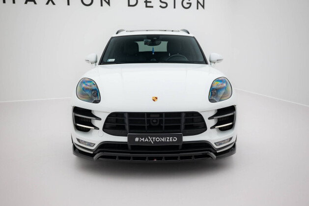 Cup Spoilerlippe Front Ansatz passend für Porsche Macan Turbo Mk1 schwarz Hochglanz