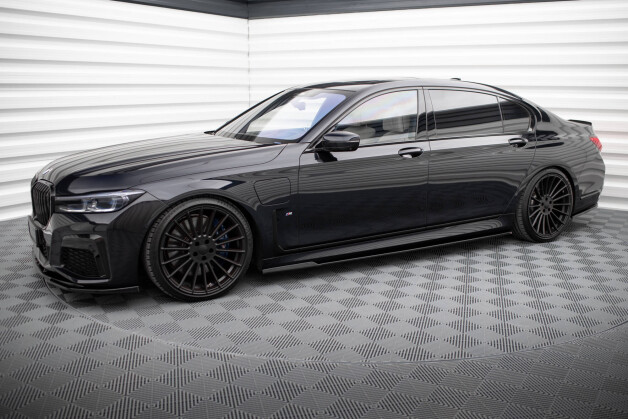 Seitenschweller Ansatz Cup Leisten V.2 passend für BMW 7 Lang M-Paket G12 schwarz Hochglanz