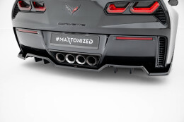 Mittlerer Cup Diffusor Heck Ansatz + Flaps für Chevrolet Corvette Z06 C7 schwarz Hochglanz