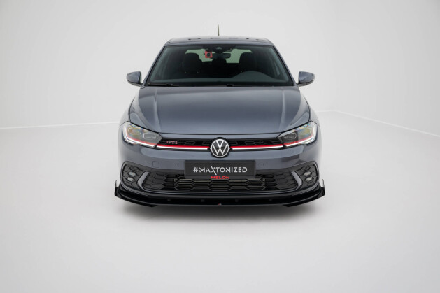 Street Pro Cup Spoilerlippe Front Ansatz für + Flaps für VW Polo GTI Mk6 Facelift schwarz Hochglanz
