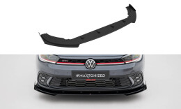 Street Pro Cup Spoilerlippe Front Ansatz für + Flaps für VW Polo GTI Mk6 Facelift schwarz Hochglanz