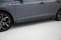 Street Pro Seitenschweller Ansatz Cup Leisten für Volkswagen Polo GTI Mk6 Facelift SCHWARZ+ HOCHGLANZ FLAPS