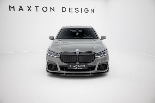 Prepreg Carbon Fiber Cup Spoilerlippe + ABS Front Ansatz passend für BMW 7 M-Paket G11 Facelift schwarz Hochglanz