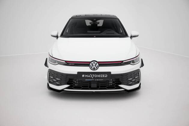 Cup Spoilerlippe Front Ansatz V.3 passend für VW Golf GTI / GTE / R-Line Mk8 Facelift schwarz Hochglanz