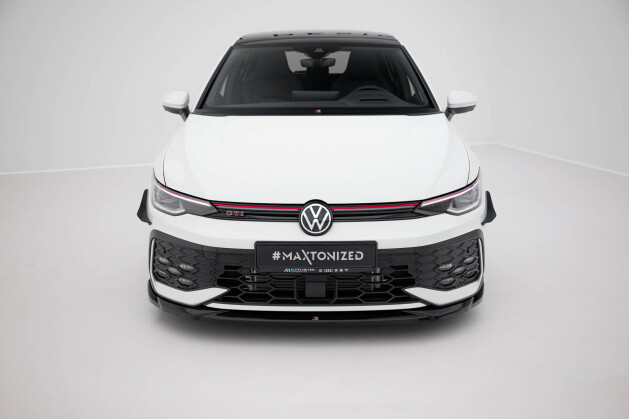 Cup Spoilerlippe Front Ansatz V.4 passend für VW Golf GTI / GTE / R-Line Mk8 Facelift schwarz Hochglanz