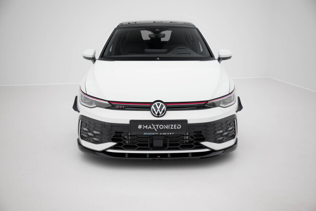 Cup Spoilerlippe Front Ansatz V.5 passend für VW Golf GTI / GTE / R-Line Mk8 Facelift schwarz Hochglanz