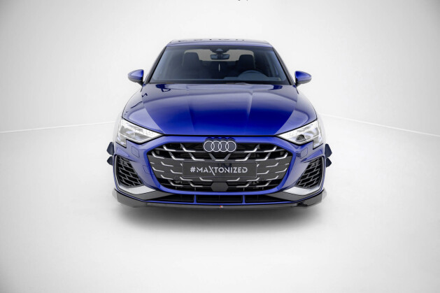 Cup Spoilerlippe Front Ansatz V.1 passend für Audi A3 S-Line Limousine / S3 Limousine 8Y Facelift schwarz Hochglanz