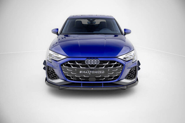 Cup Spoilerlippe Front Ansatz V.3 passend für Audi A3 S-Line Limousine / S3 Limousine 8Y Facelift schwarz Hochglanz