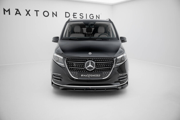 Cup Spoilerlippe Front Ansatz passend für Mercedes-Benz V AMG-Line W447 Facelift 2 schwarz Hochglanz