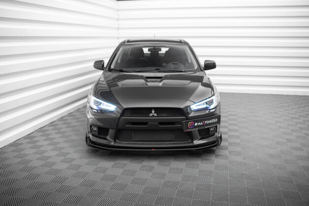 Street Pro Cup Spoilerlippe Front Ansatz passend für Mitsubishi Lancer EVO X ROT+ HOCHGLANZ FLAPS
