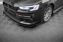 Street Pro Cup Spoilerlippe Front Ansatz passend für Mitsubishi Lancer EVO X ROT+ HOCHGLANZ FLAPS