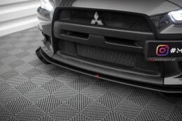 Street Pro Spoilerlippe Front Ansatz + Flaps passend für Mitsubishi Lancer EVO X rot+ Hochglanz Flaps