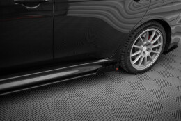 Street Pro Seitenschweller Ansatz Cup Leisten passend für Mitsubishi Lancer EVO X SCHWARZ+ HOCHGLANZ FLAPS