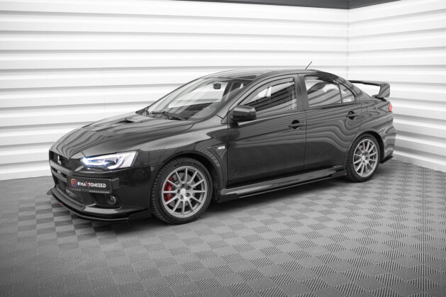 Street Pro Seitenschweller Ansatz Cup Leisten für Mitsubishi Lancer EVO X ROT+ HOCHGLANZ FLAPS