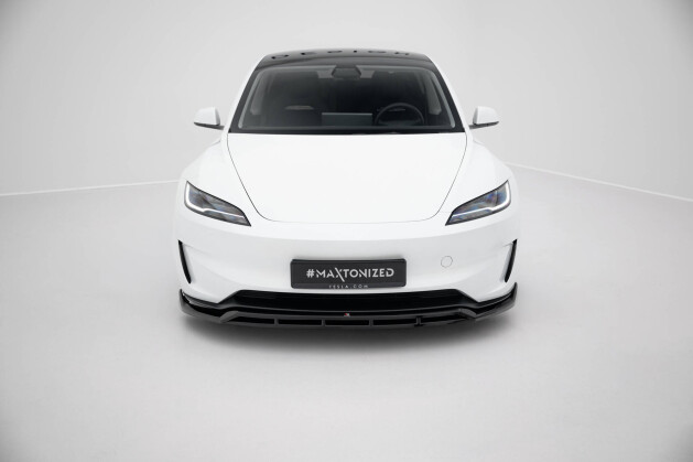 Cup Spoilerlippe Front Ansatz V.1 passend für Tesla Model 3 Performance Mk1 Facelift schwarz Hochglanz