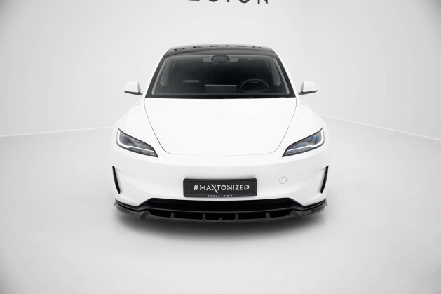Cup Spoilerlippe Front Ansatz V.2 passend für Tesla Model 3 Performance Mk1 Facelift schwarz Hochglanz