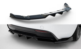 Mittlerer Cup Diffusor Heck Ansatz V.1 passend für Tesla Model 3 Performance Mk1 Facelift schwarz Hochglanz