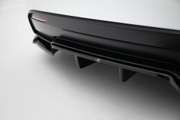 Mittlerer Cup Diffusor Heck Ansatz V.1 passend für Tesla Model 3 Performance Mk1 Facelift schwarz Hochglanz