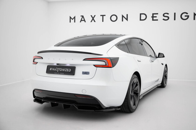 Mittlerer Cup Diffusor Heck Ansatz V.2 für Tesla Model 3 Performance Mk1 Facelift schwarz Hochglanz
