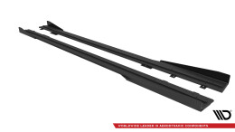 Street Pro Seitenschweller Leisten + Flaps passend für Ford Mustang Dark Horse Mk7 schwarz Hochglanz