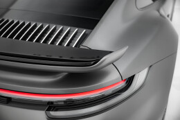 Heck Spoiler Aufsatz Abrisskante für Porsche 911 Turbo S Sport Paket 992 schwarz Hochglanz