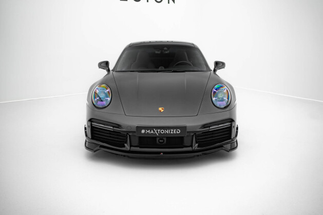 Cup Spoilerlippe Front Ansatz für Porsche 911 Turbo S Sport Paket 992 schwarz Hochglanz