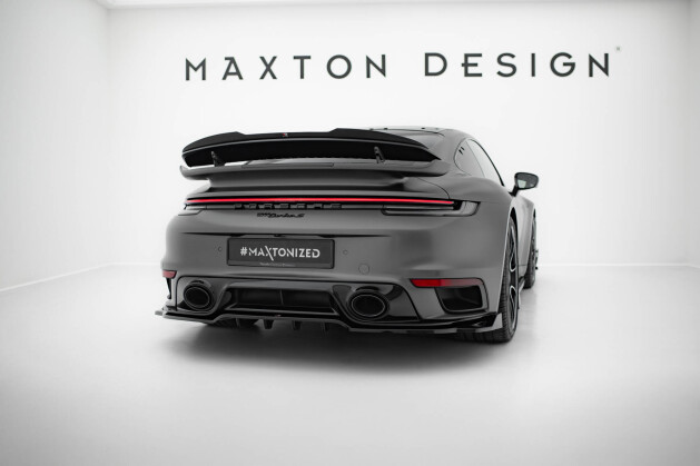 Mittlerer Cup Diffusor Heck Ansatz DTM Look für Porsche 911 Turbo S Sport Package 992 schwarz Hochglanz