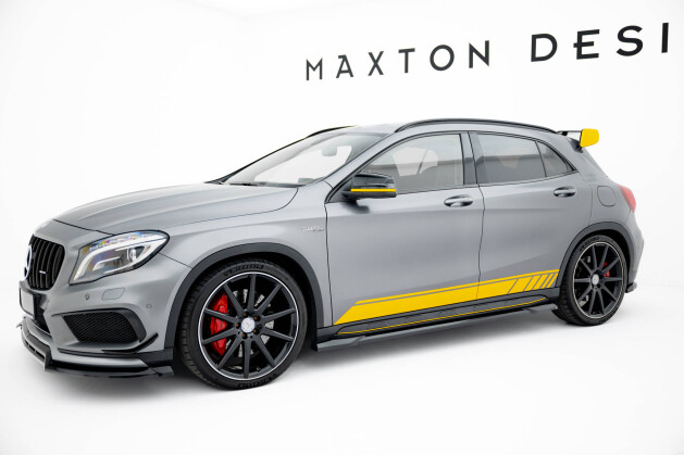 Seitenschweller Ansatz Cup Leisten V.2 für Mercedes GLA 45 AMG X156 schwarz Hochglanz