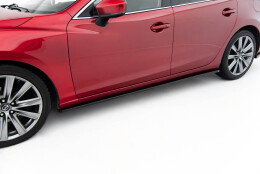 Seitenschweller Ansatz Cup Leisten passend für Mazda 6 Limousine Mk3 Facelift schwarz Hochglanz