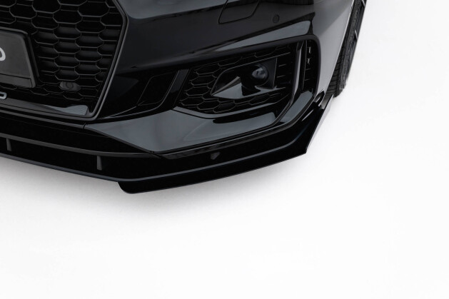 Street Pro Cup Spoilerlippe Front Ansatz + Flaps für Audi RS5 Coupe / Sportback F5 schwarz Hochglanz