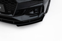 Street Pro Cup Spoilerlippe Front Ansatz für Audi RS5 Coupe / Sportback F5 SCHWARZ+ HOCHGLANZ FLAPS