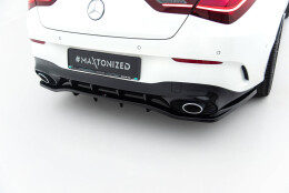 Mittlerer Cup Diffusor Heck Ansatz DTM Look passend für Mercedes-AMG CLA 35 / 45 Coupe / Shooting Brake C118 Facelift / X118 Facelift schwarz Hochglanz