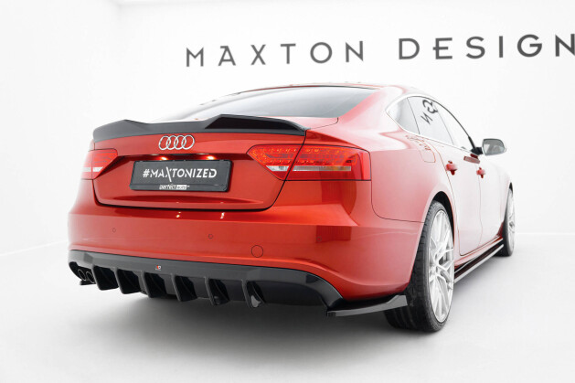 Heck Ansatz Diffusor passend für Audi A5 S-Line Sportback 8T (Doppelauspuff li.) schwarz Hochglanz