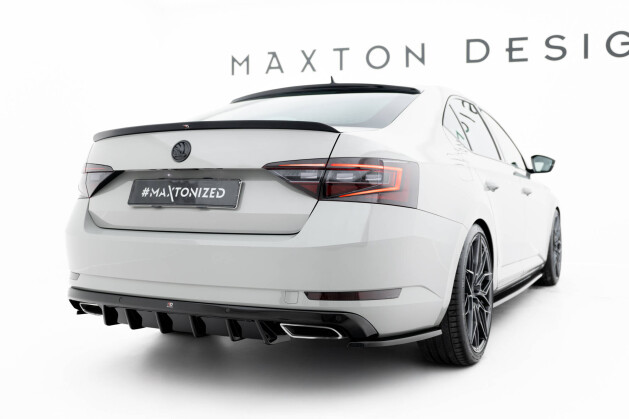 Heck Ansatz Diffusor passend für Skoda Superb Liftback / Combi Mk3 schwarz Hochglanz
