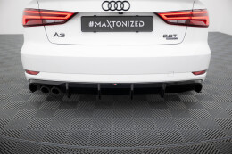 Heck Ansatz Diffusor passend für Audi A3 Limousine 8V Facelift (Doppelauspuff li.) schwarz Hochglanz