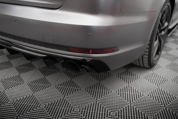 Heck Ansatz Diffusor passend für Audi A4 S-line B9 (Einzelauspuff li. re.) schwarz Hochglanz