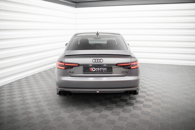 Heck Ansatz Diffusor passend für Audi A4 S-line B9 (Doppelauspuff li.) schwarz Hochglanz