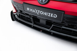 Street Pro Cup Spoilerlippe Front Ansatz für VW Golf GTI Clubsport Mk8 Facelift SCHWARZ+ HOCHGLANZ FLAPS