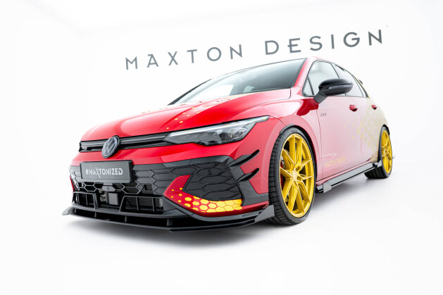 Street Pro Cup Spoilerlippe Front Ansatz für Volkswagen Golf GTI Clubsport Mk8 Facelift ROT+ HOCHGLANZ FLAPS