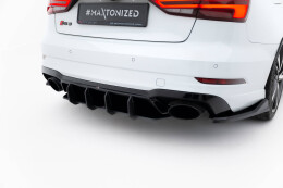 Street Pro Heckschürze Heck Ansatz Diffusor V.2 passend für Audi RS3 Limousine 8V Facelift SCHWARZ-ROT