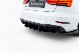 Street Pro Heckschürze Heck Ansatz Diffusor V.2 passend für Audi RS3 Limousine 8V Facelift SCHWARZ-ROT