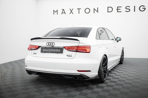 Heck Ansatz Flaps Diffusor V.1 passend für Audi A3 Limousine 8V Facelift schwarz Hochglanz