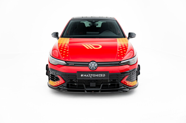 Street+ Spoilerlippe Front Ansatz V.1 passend für VW Golf GTI Clubsport Mk8 FL schwarz Hochglanz