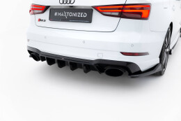 Heck Ansatz Diffusor V.2 passend für Audi RS3 Limousine 8V Facelift schwarz Hochglanz