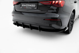 Street Pro Heckschürze Heck Ansatz Diffusor + Flaps passend für Audi A3 Limousine 8Y SCHWARZ-ROT