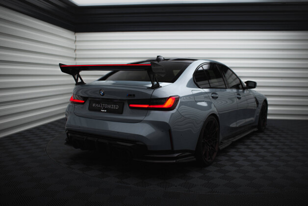 Carbon Heck Spoiler Heckflügel Standfuß Außen + LED passend für BMW M3 G80 / M340i G20 / 3 M-Paket G20 / 3 Standard G20