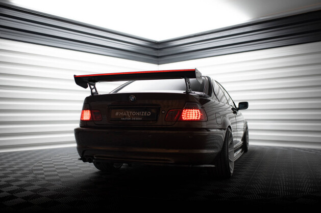 Carbon Heck Spoiler Heckflügel Standfuß Außen + LED für BMW 3er Coupe E46