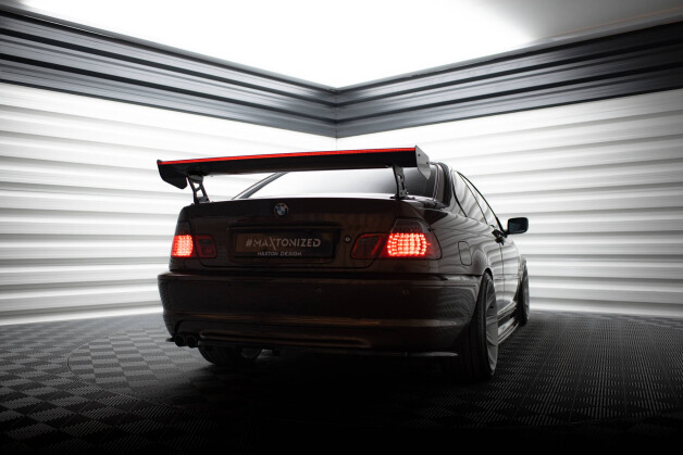 Carbon Heck Spoiler Heckflügel Standfuß Außen + LED passend für BMW 3er Coupe E46